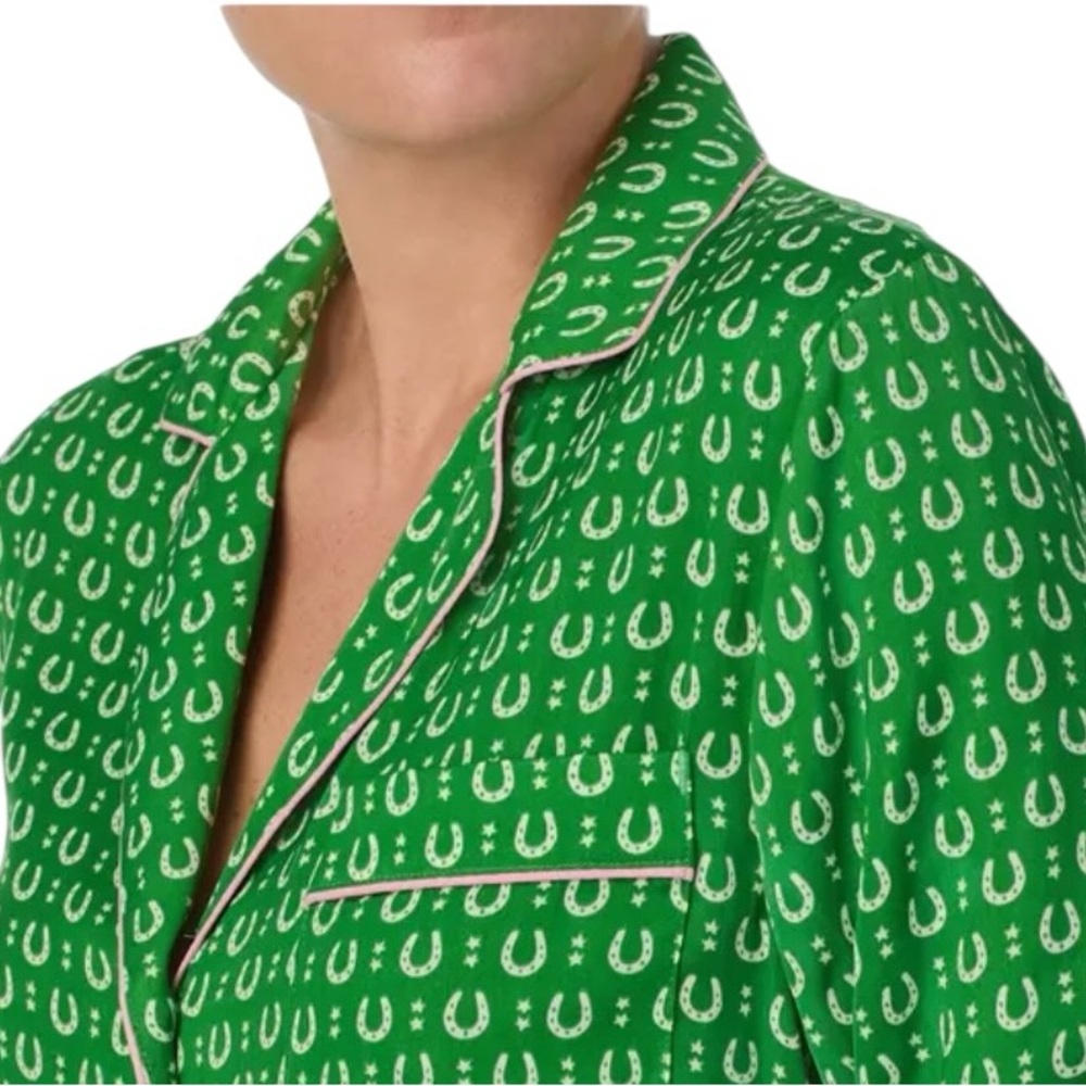 Kate Spade Charming Allover Print Green Pajama Set Elastic Waist Women Size M/M - Picture 16 of 16